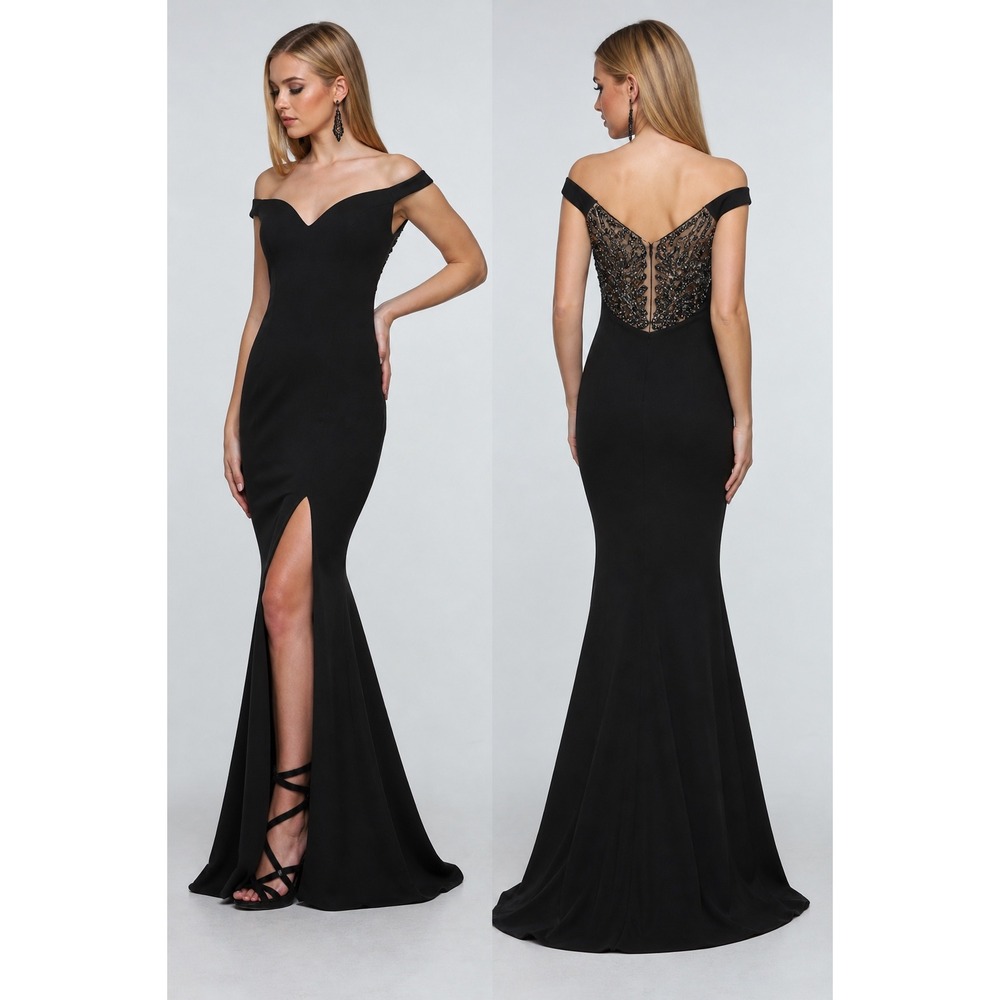 Zoey Grey Black Beaded Formal Dress Size 18 Maxi Evening A Line Elegant Wedding